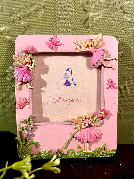 Pink Fairy Photo Frame with Glitter Accents 6 in