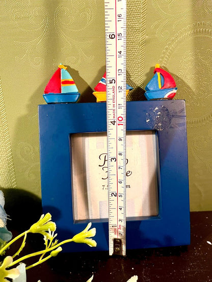 Nautical Sailboat Photo Frame Blue