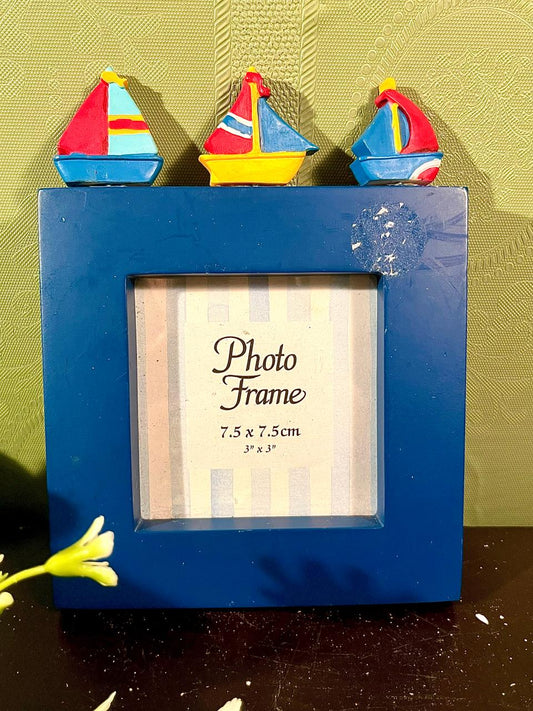 Nautical Sailboat Photo Frame Blue