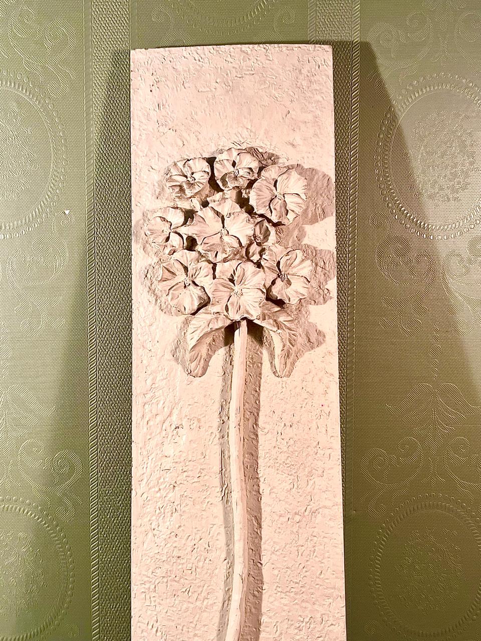 Floral Framed Artwork Set Beige Relief Design 3 Pieces Wall Plaques