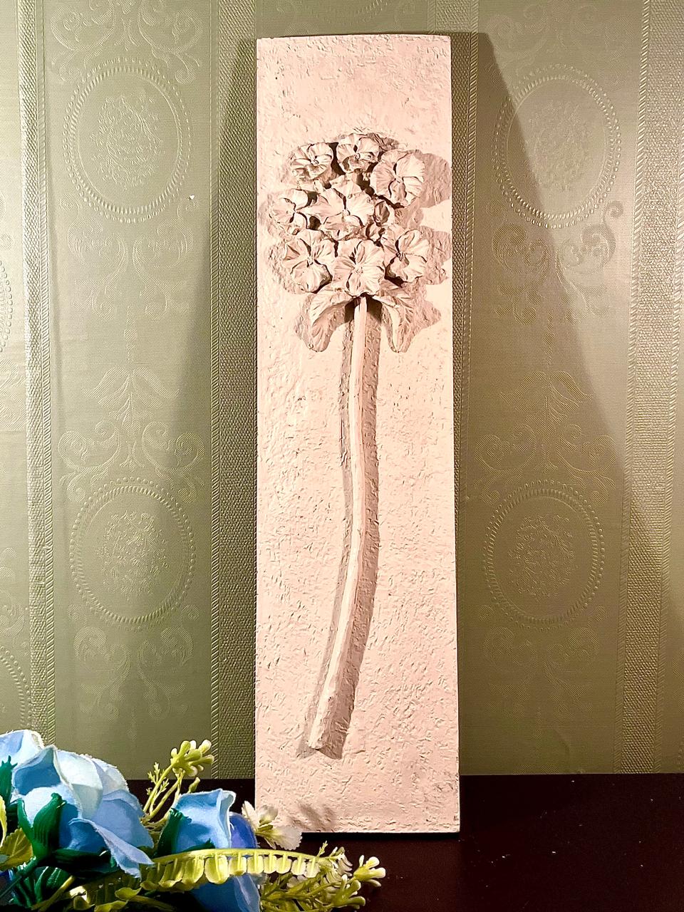 Floral Framed Artwork Set Beige Relief Design 3 Pieces Wall Plaques