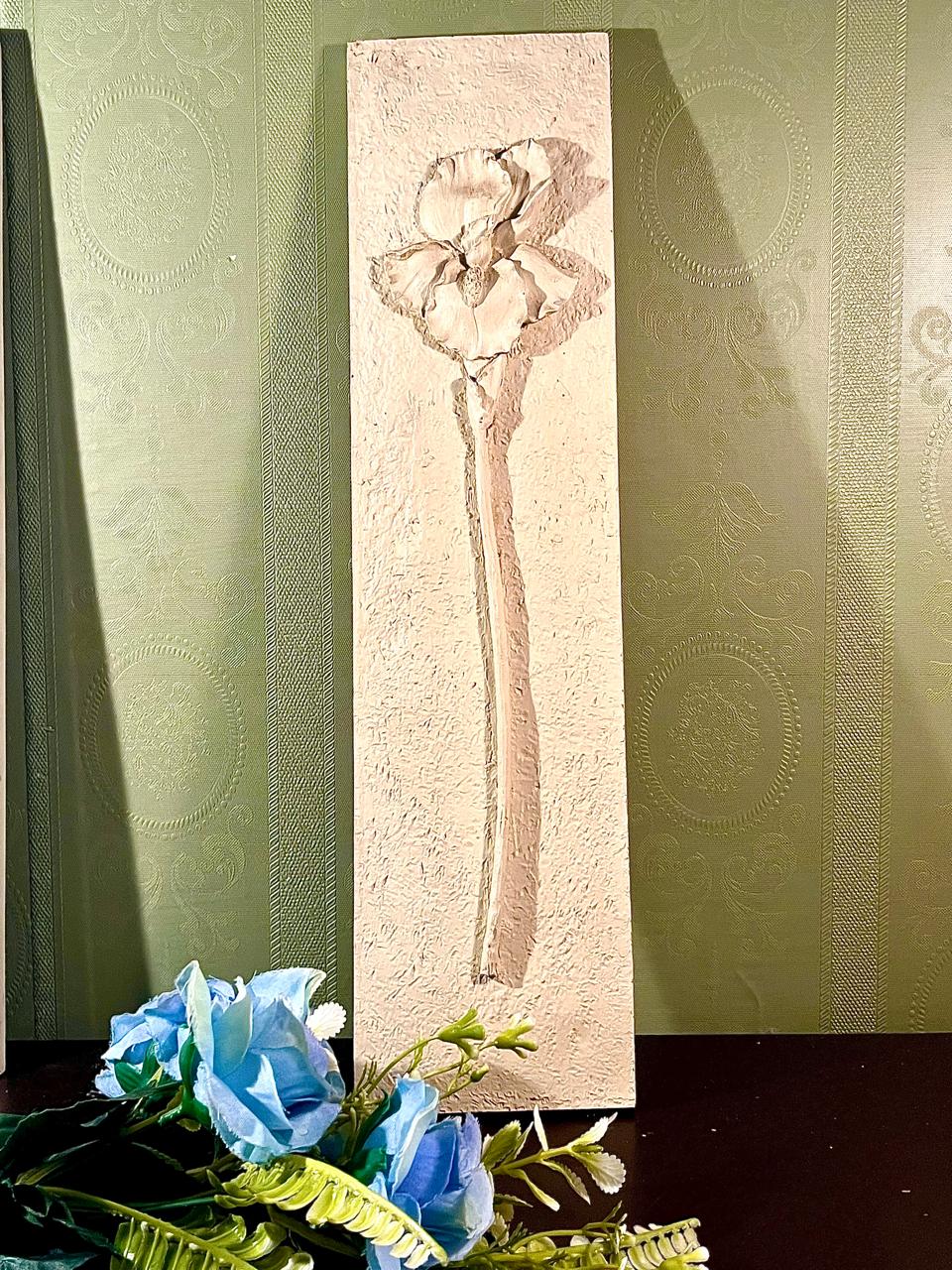 Floral Framed Artwork Set Beige Relief Design 3 Pieces Wall Plaques