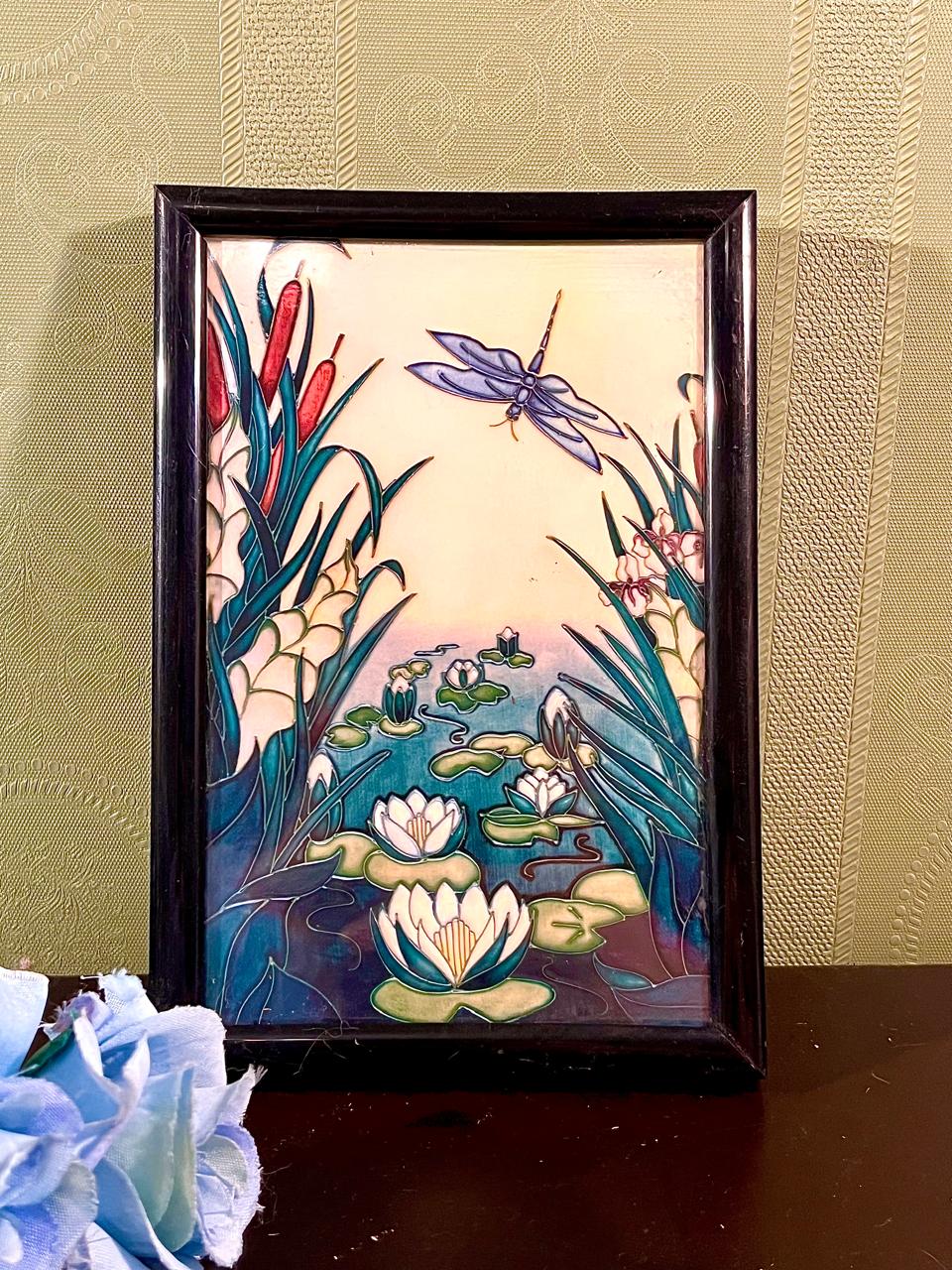 Framed Artwork Dragonfly & Water Lily Pond 18 cm
