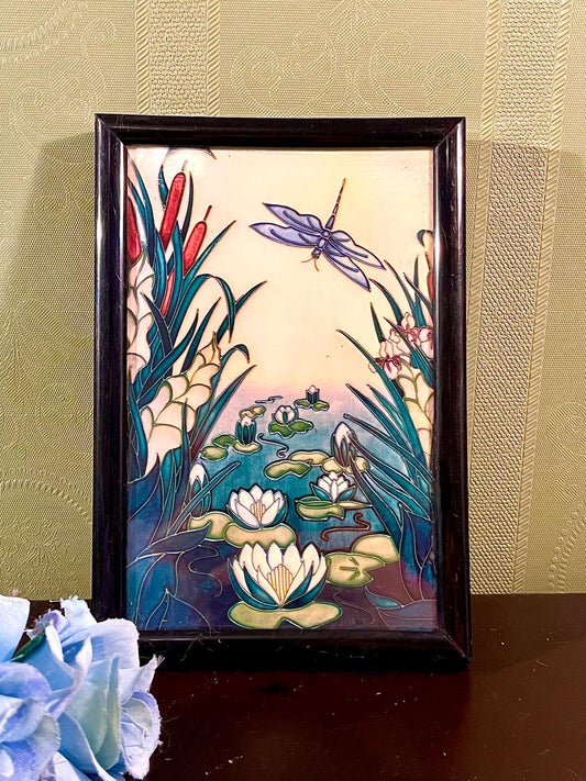 Framed Artwork Dragonfly & Water Lily Pond 18 cm