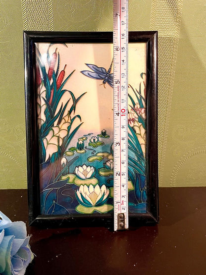Framed Artwork Dragonfly & Water Lily Pond 18 cm