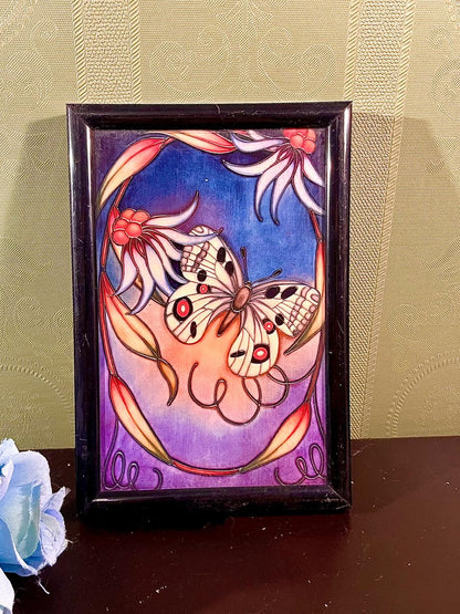 Butterfly Floral Framed Painting Purple & Pink 16 cm