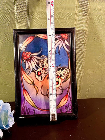Butterfly Floral Framed Painting Purple & Pink 16 cm