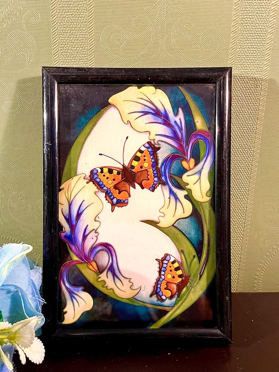 Butterfly & Iris Framed Painting Multicolour 16 cm