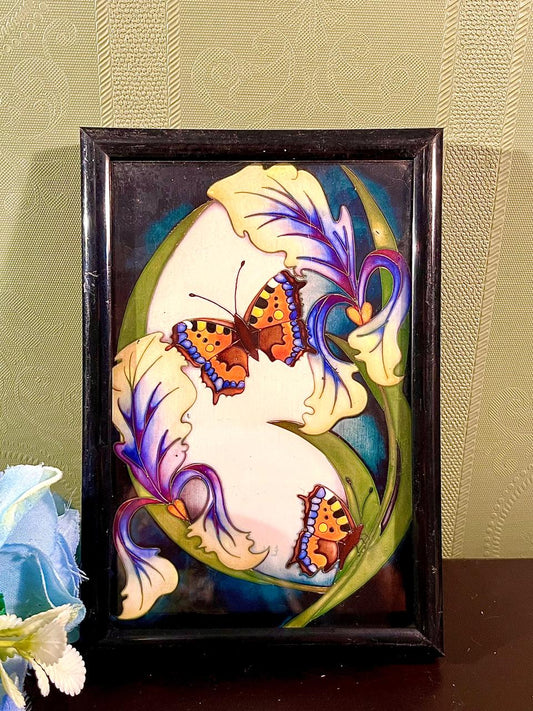 Butterfly & Iris Framed Painting Multicolour 16 cm