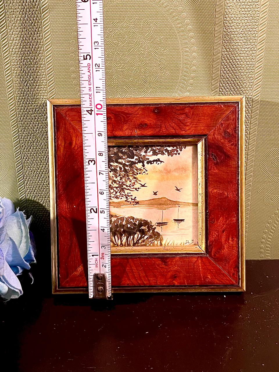 Lakeside Framed Painting Boats & Birds 10 cm