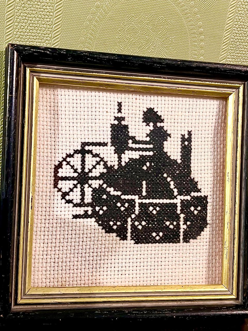 Framed Picture Cross Stitch Steam Train 12 cm