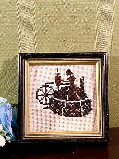 Framed Picture Cross Stitch Steam Train 12 cm