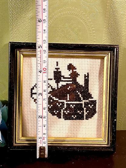 Framed Picture Cross Stitch Steam Train 12 cm