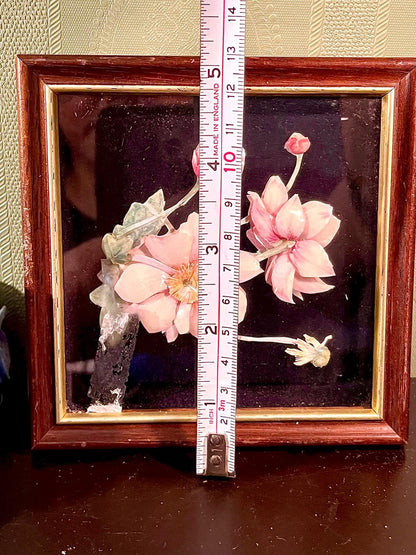 Framed Floral Artwork Pink Flowers Wooden Frame 5 Inch