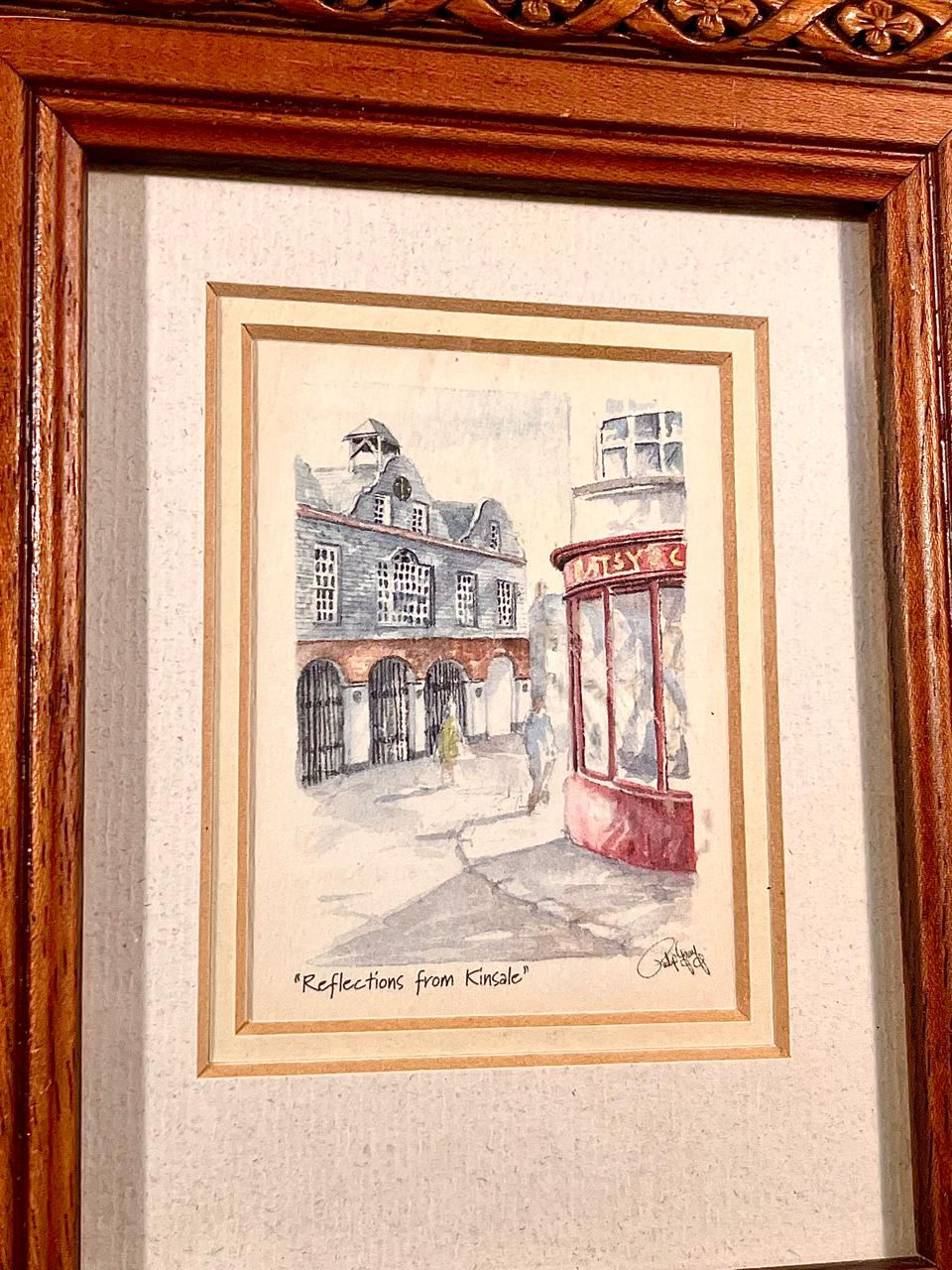 Reflections from Kinsale Framed Street water color painting 7 Inch