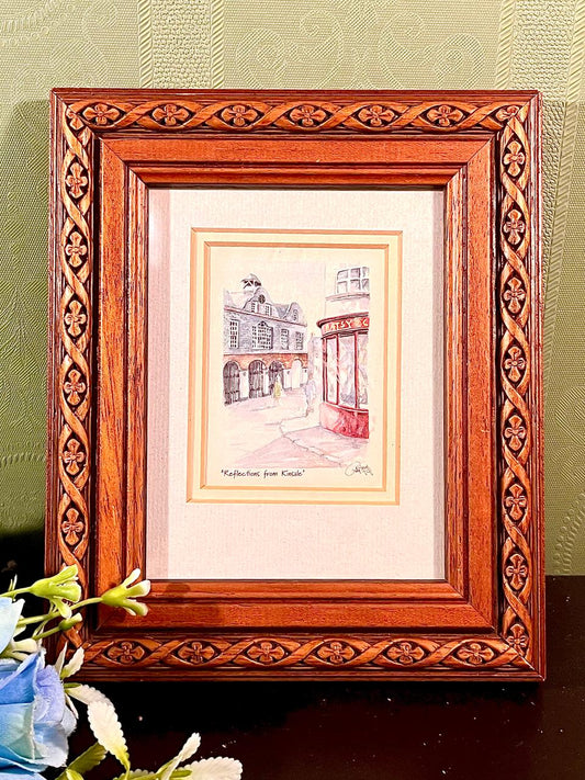 Reflections from Kinsale Framed Street water color painting 7 Inch