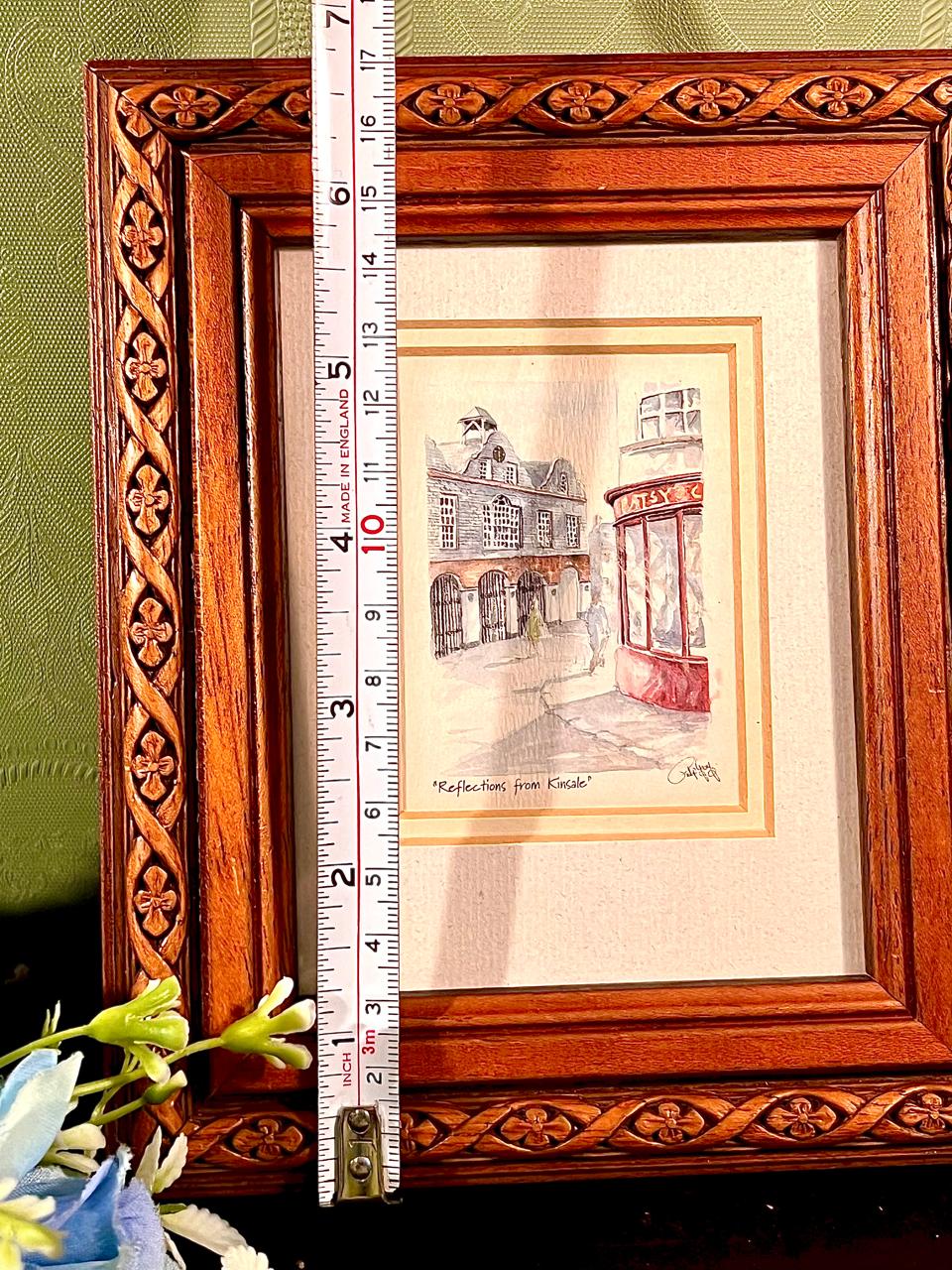 Reflections from Kinsale Framed Street water color painting 7 Inch