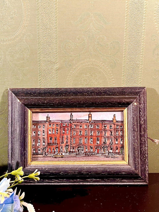 Framed Red-Brick Cityscape Painting 7.25-Inch