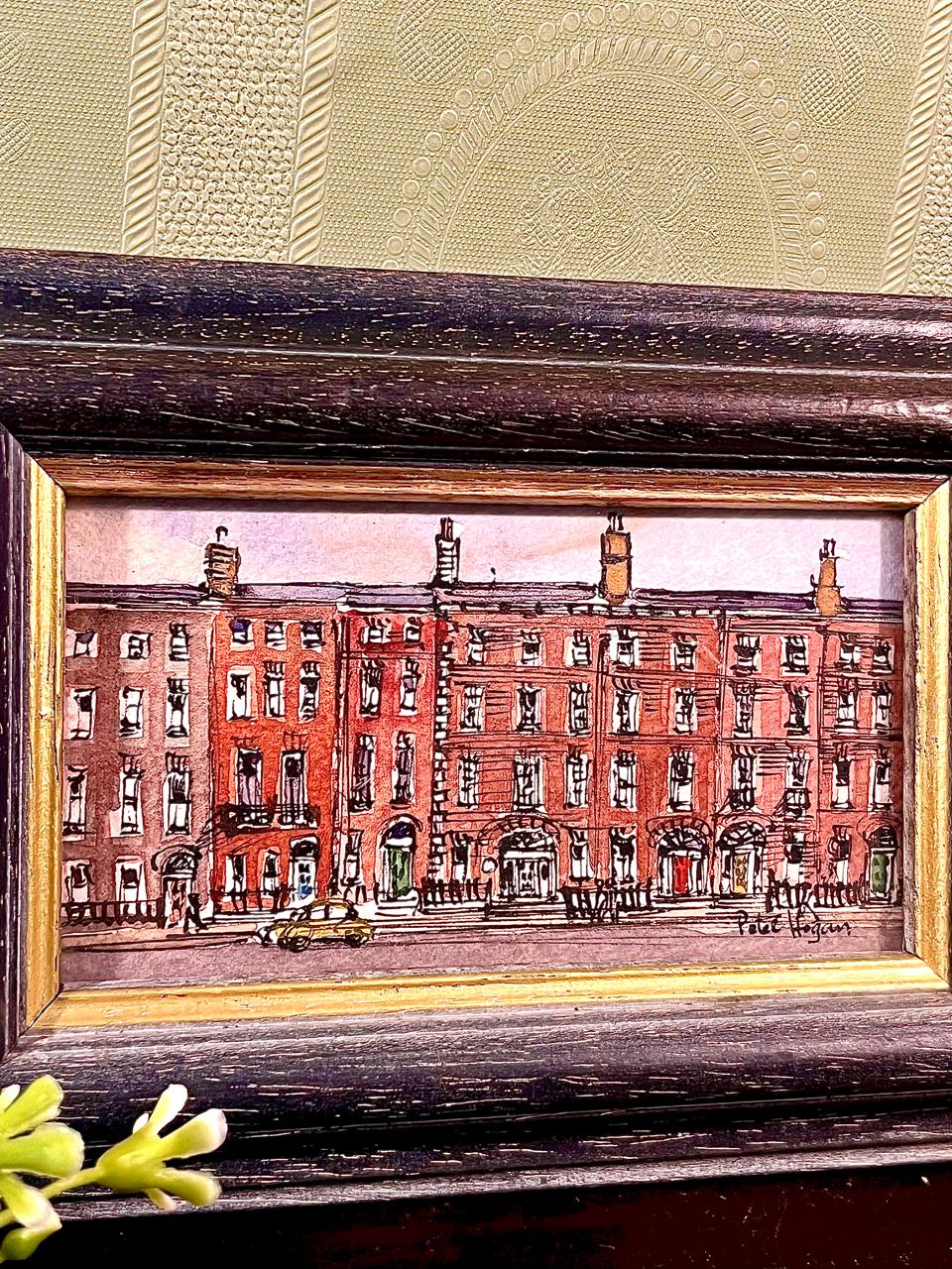 Framed Red-Brick Cityscape Painting 7.25-Inch