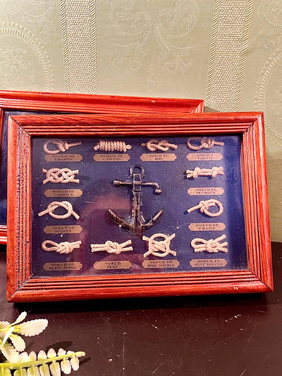 2-Piece Framed Nautical Knot Artwork Set, 7-Inch