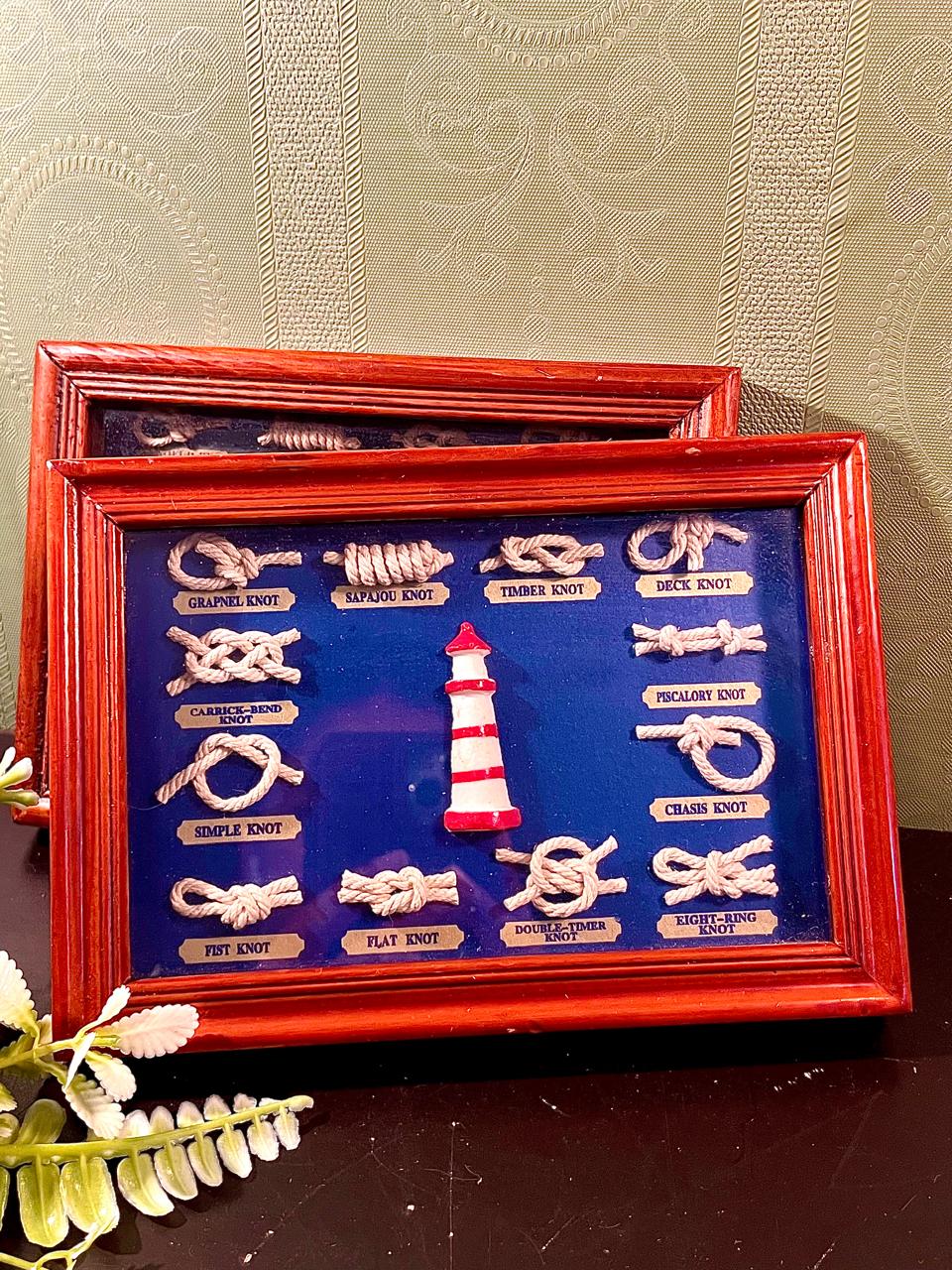 2-Piece Framed Nautical Knot Artwork Set, 7-Inch