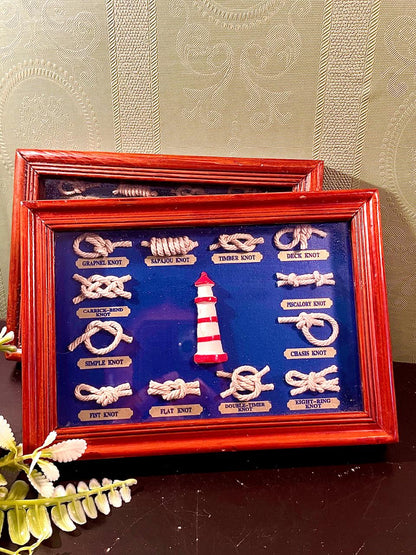 2-Piece Framed Nautical Knot Artwork Set, 7-Inch