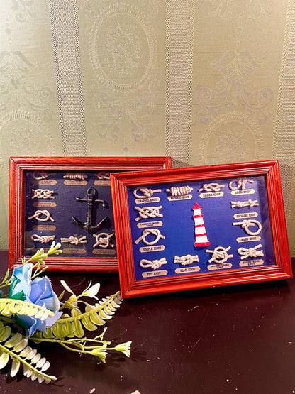 2-Piece Framed Nautical Knot Artwork Set, 7-Inch