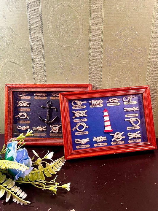 2-Piece Framed Nautical Knot Artwork Set, 7-Inch