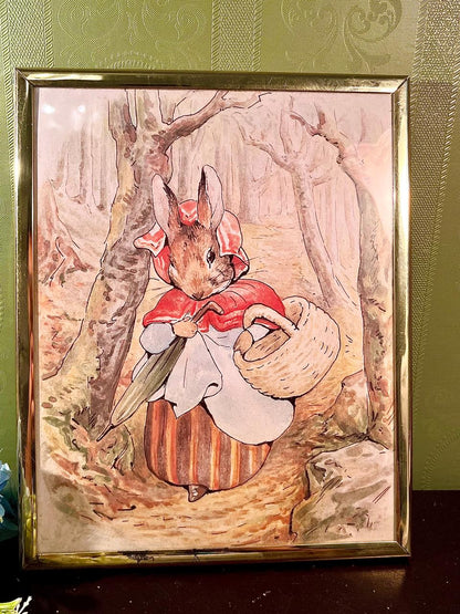 11-Inch Framed Rabbit wall art in Gold-Tone Frame