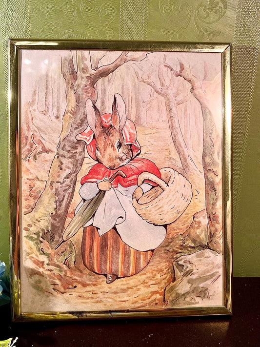 11-Inch Framed Rabbit wall art in Gold-Tone Frame
