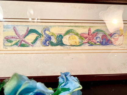 Sea Life Water color painting Artwork in Brown Frame 16-Inch