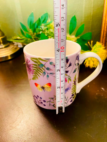Floral & Butterfly Ceramic Mug White 1 Piece 10cm