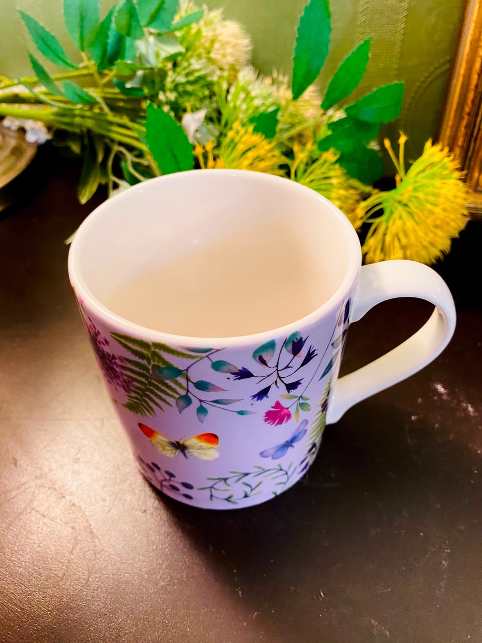 Floral & Butterfly Ceramic Mug White 1 Piece 10cm