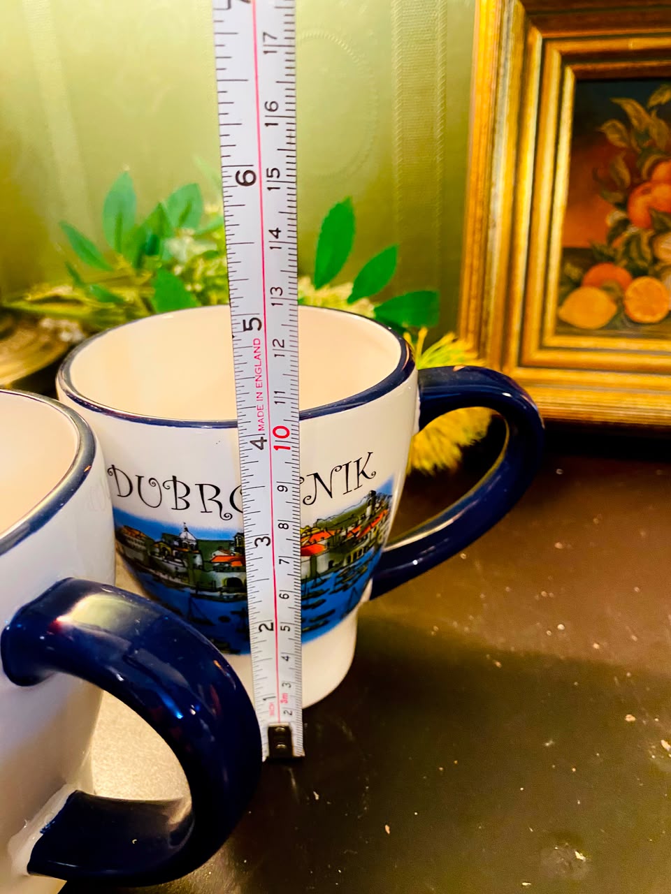Dubrovnik Scenic Ceramic Mugs Blue & White 2 Pieces 12cm