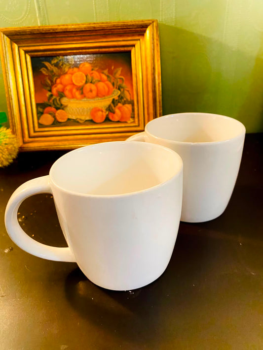 Plain White Ceramic Mugs 2 Pieces 11cm