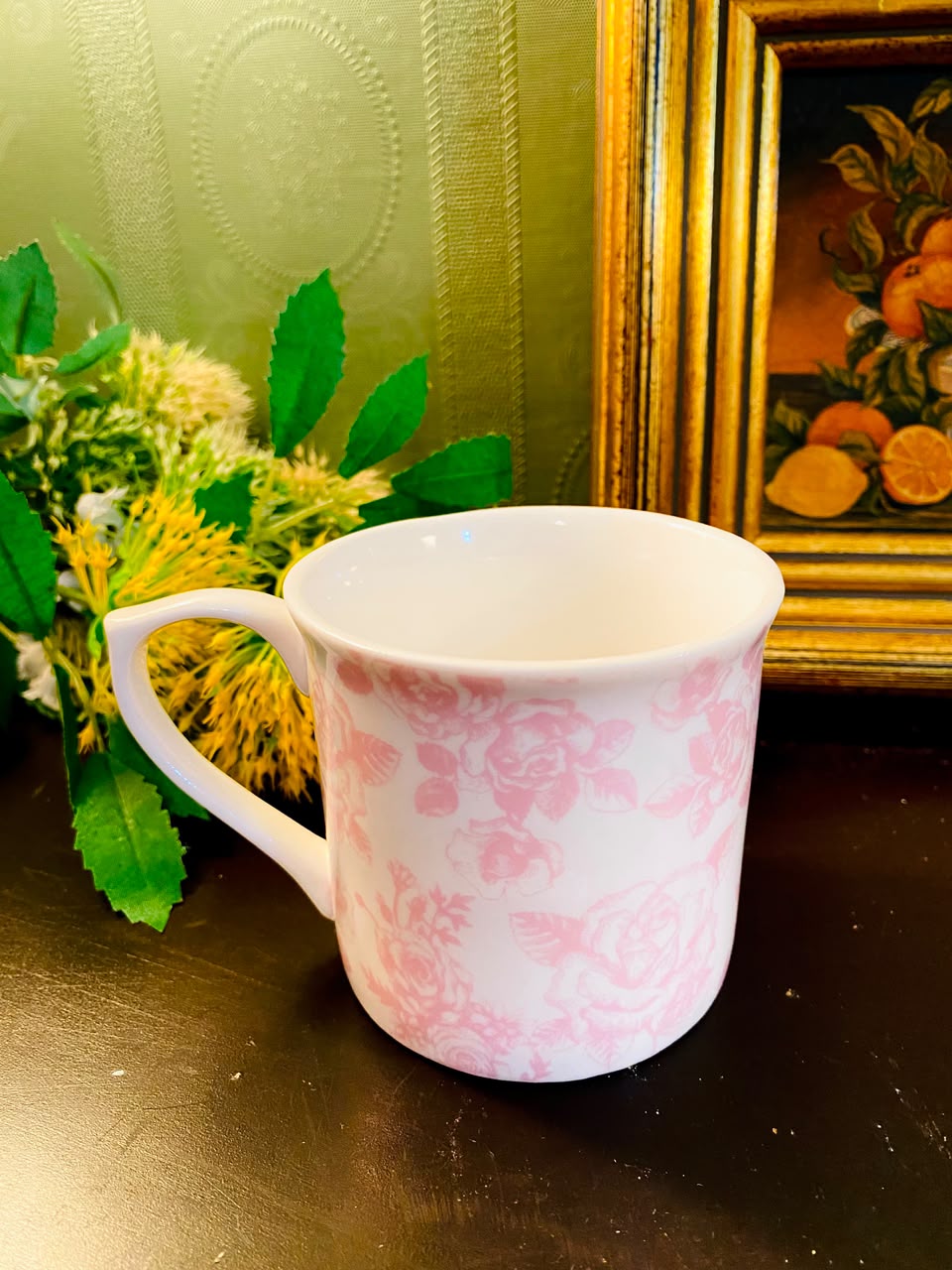 Pink Rose Ceramic Mug White 1 Piece 9cm