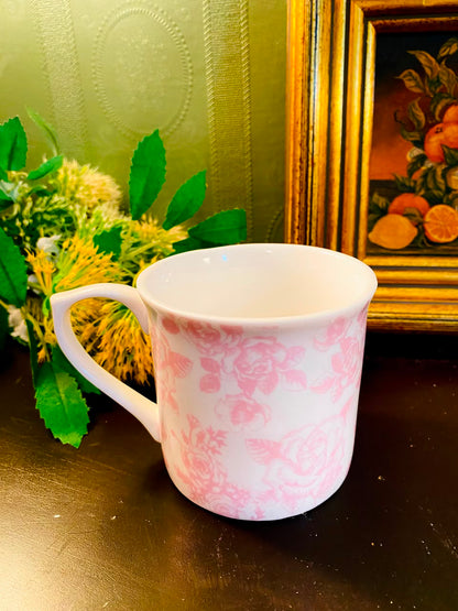 Pink Rose Ceramic Mug White 1 Piece 9cm