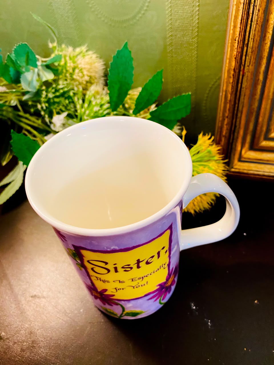 Sister Floral Message Ceramic Mug Purple 1 Piece 12cm