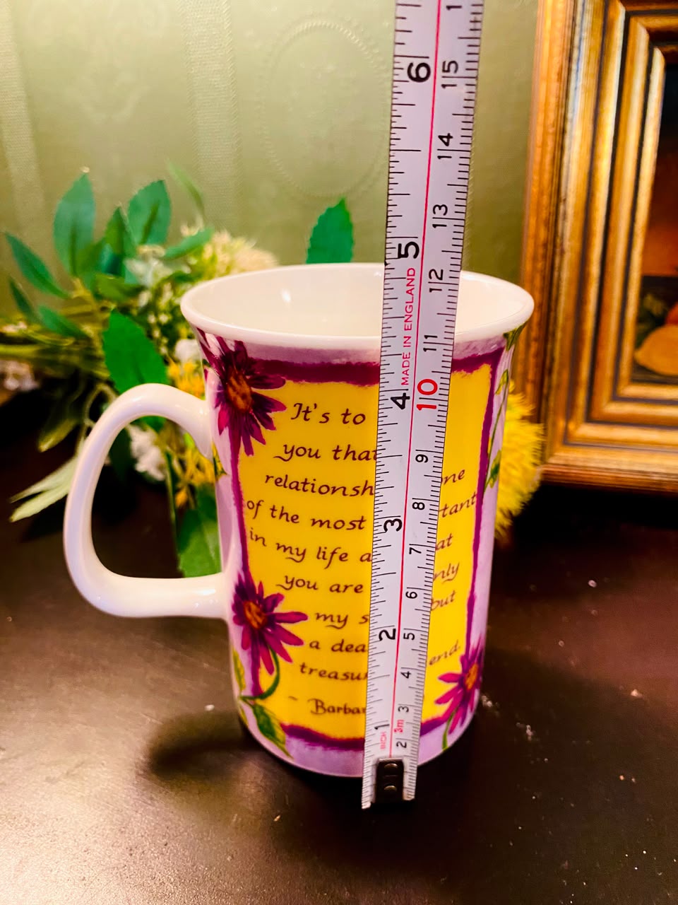 Sister Floral Message Ceramic Mug Purple 1 Piece 12cm