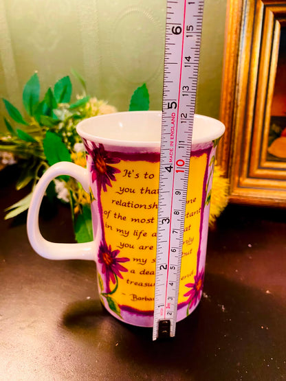 Sister Floral Message Ceramic Mug Purple 1 Piece 12cm