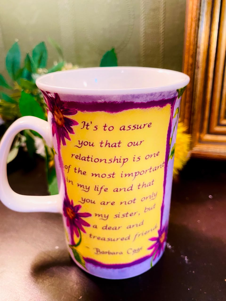 Sister Floral Message Ceramic Mug Purple 1 Piece 12cm