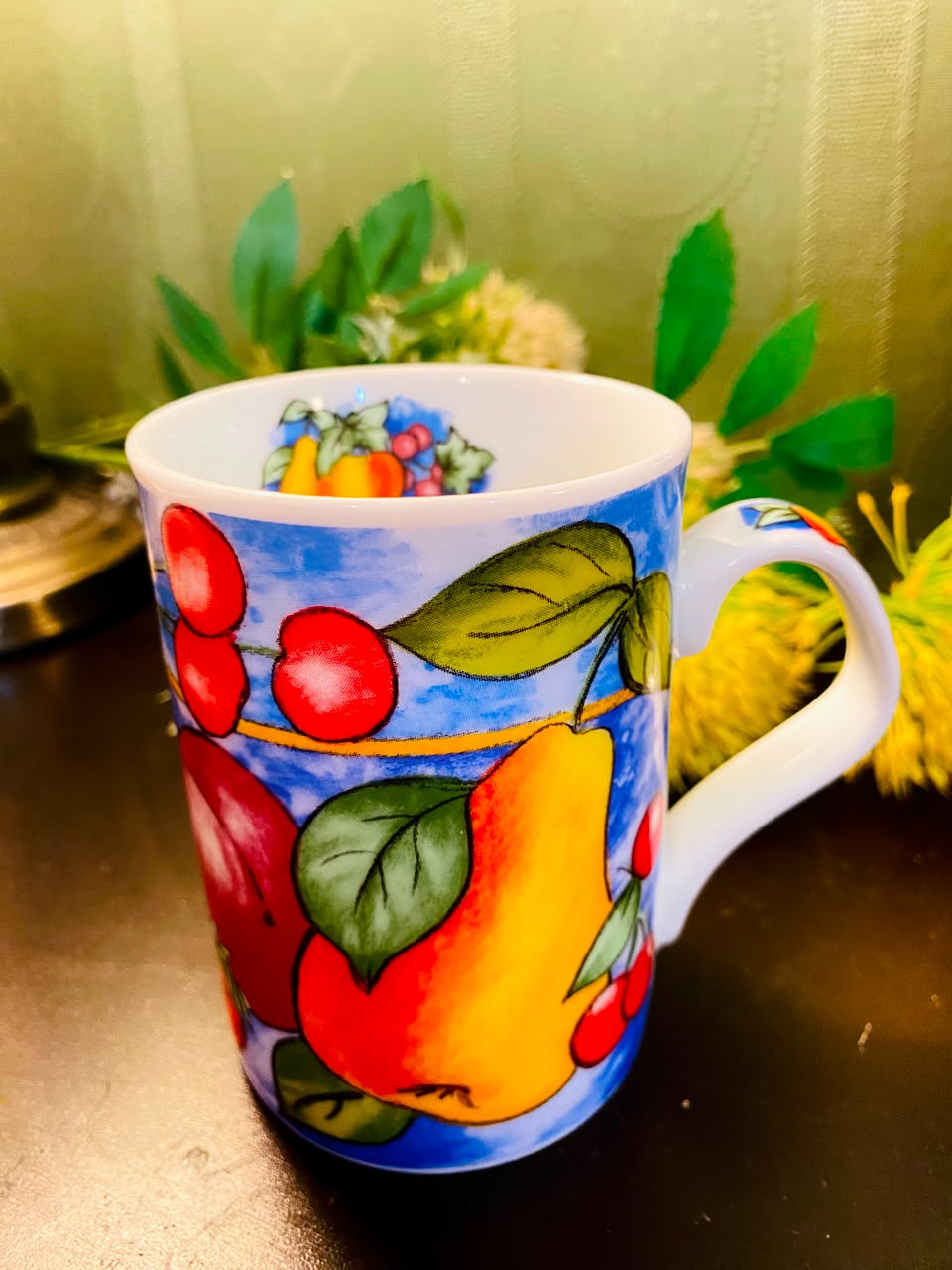 Colourful Fruit Ceramic Mug Blue 1 Piece 10cm