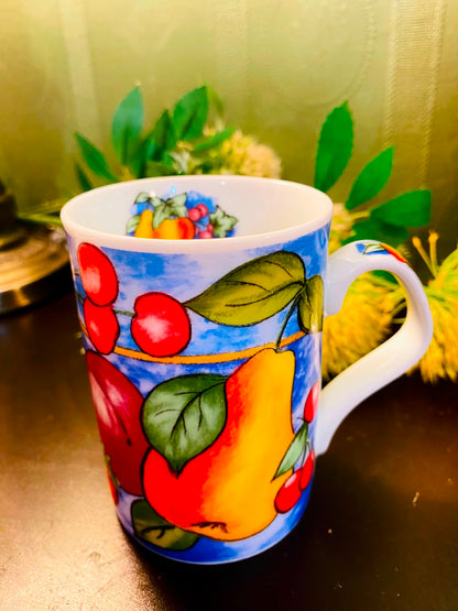 Colourful Fruit Ceramic Mug Blue 1 Piece 10cm