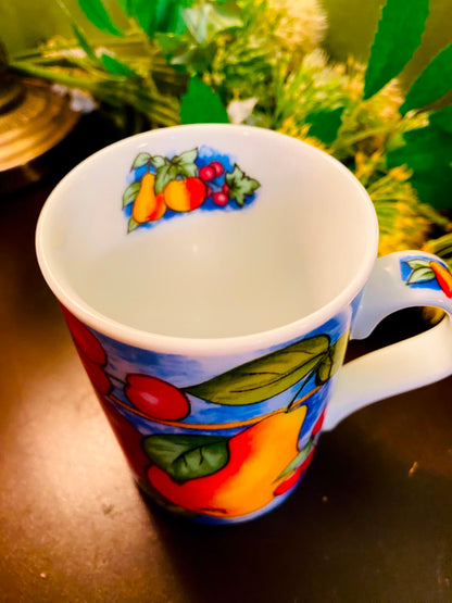 Colourful Fruit Ceramic Mug Blue 1 Piece 10cm