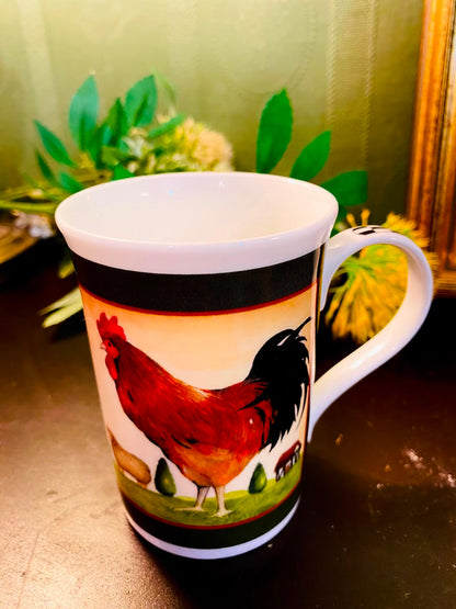 Rooster Farmhouse Ceramic Mug White 1 Piece 11cm