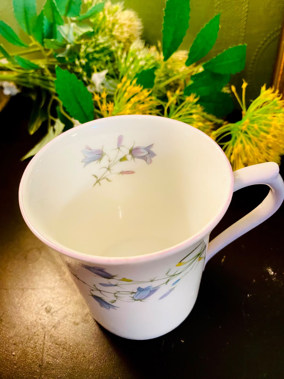 Blue Bellflower Ceramic Mug White 1 Piece 10cm