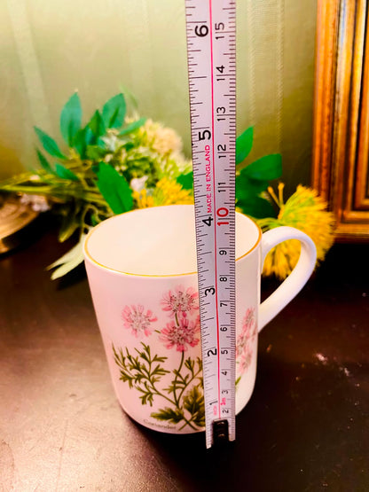 Coriander Floral Ceramic Mug White & Pink 1 Piece 10cm