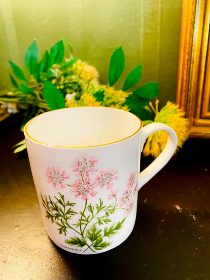 Coriander Floral Ceramic Mug White & Pink 1 Piece 10cm