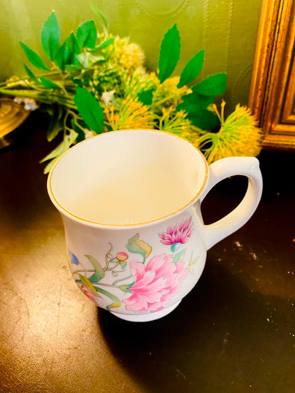 Pink Floral Footed Ceramic Mug White 1 Piece 10cm