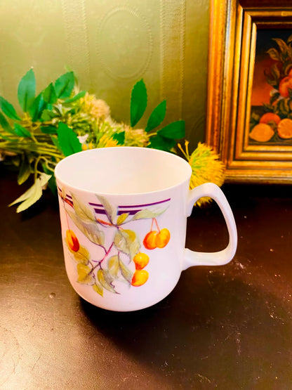Yellow Fruit & Leaf Ceramic Mug White 1 Piece 10cm
